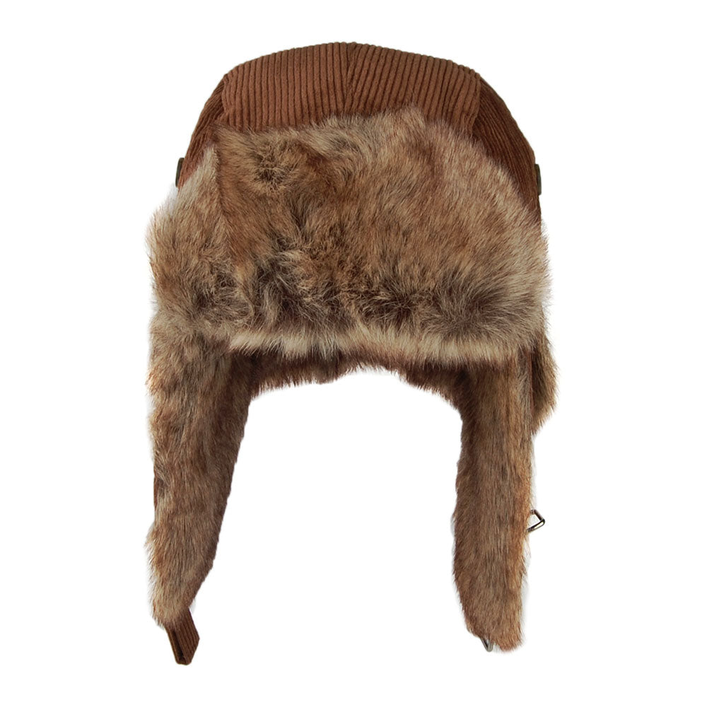Chapka Bomber en Velours Côtelé et Fausse Fourrure marron BARTS