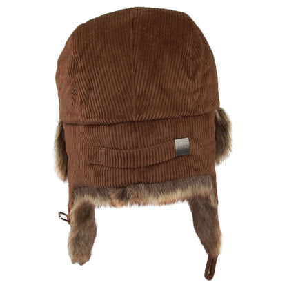 Chapka Bomber en Velours Côtelé et Fausse Fourrure marron BARTS