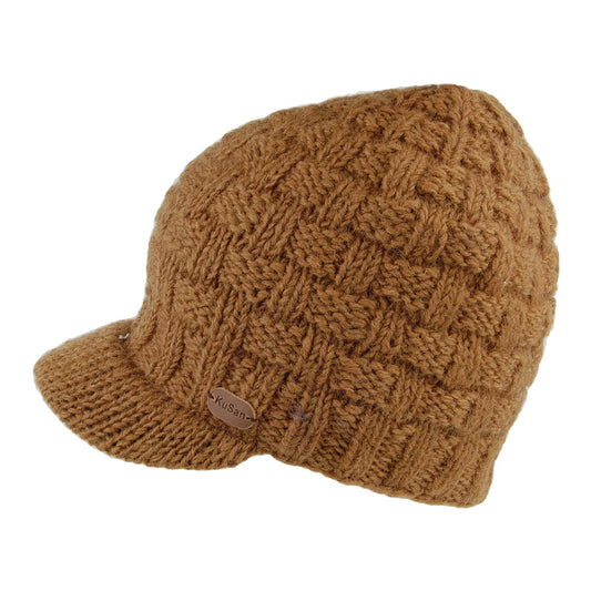Bonnet à Visière Maille Nattée caramel KUSAN