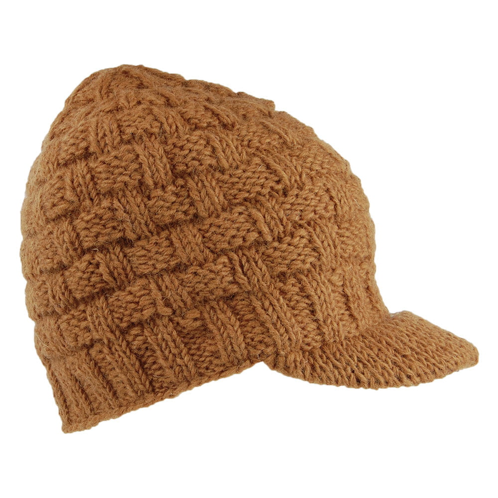 Bonnet à Visière Maille Nattée caramel KUSAN