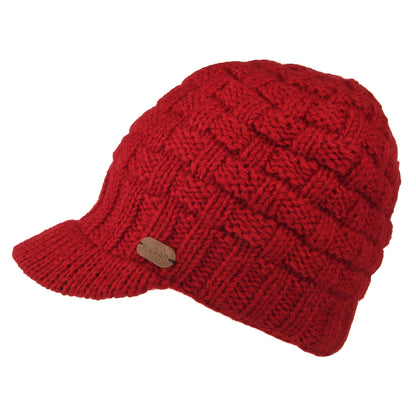 Bonnet à Visière Maille Nattée rouge KUSAN