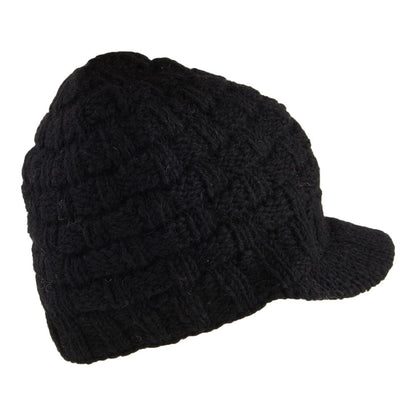 Bonnet à Visière Maille Nattée noir KUSAN