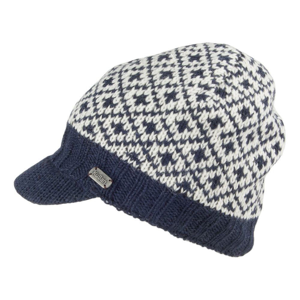 Bonnet à Visière Fleur De Lys Brooklyn blanc-bleu marine KUSAN