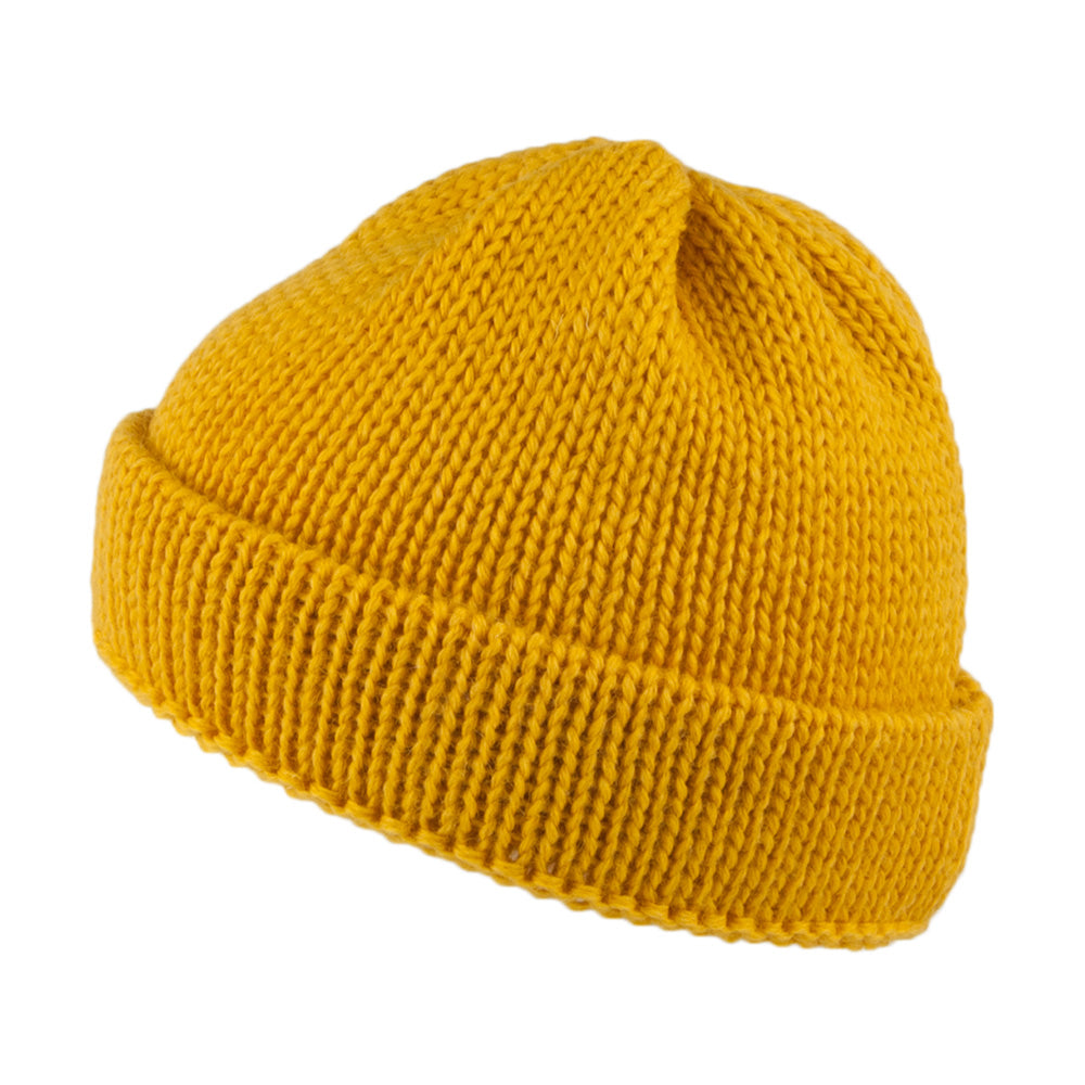 Bonnet Marin Court en Laine Anglaise jaune HIGHLAND 2000