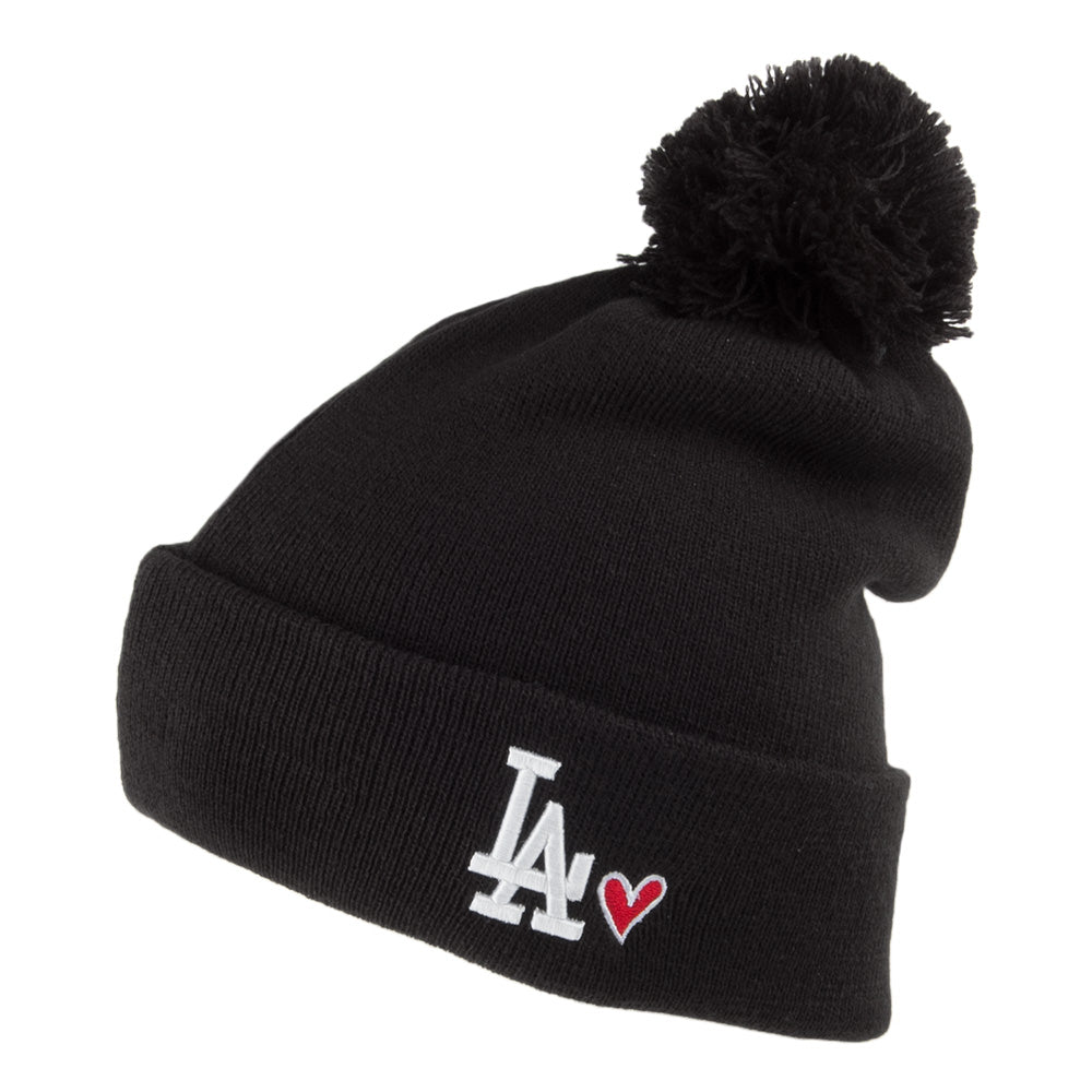 Bonnet à Pompon Heart Knit L.A. Dodgers noir NEW ERA