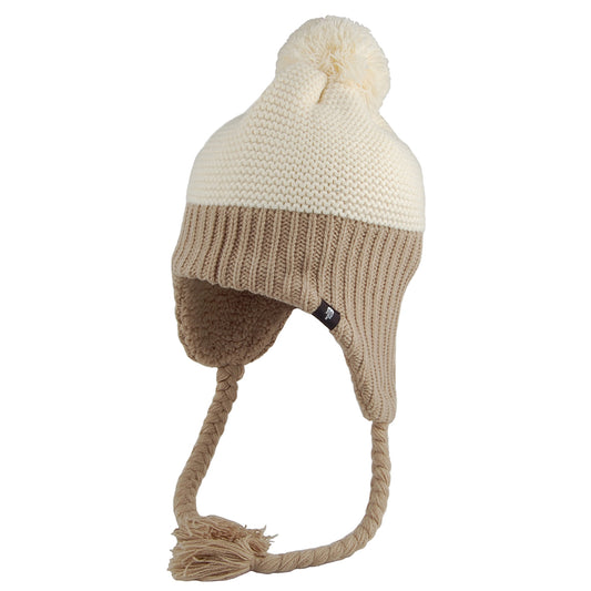 Bonnet à Pompon avec Protège-Oreilles Purrl Stitch blanc cassé THE NORTH FACE