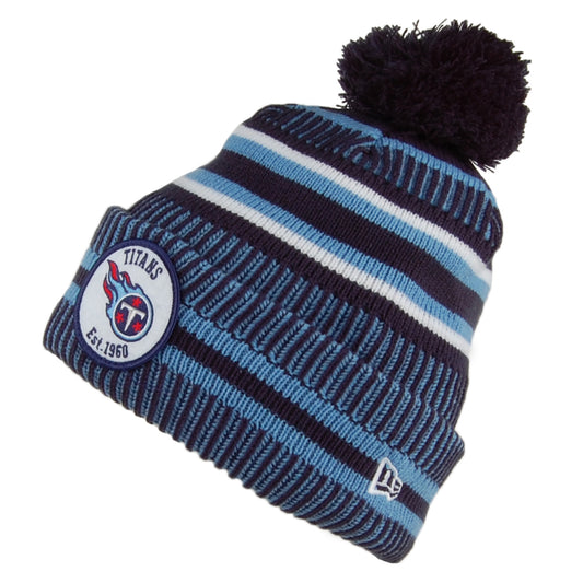 Bonnet à Pompon NFL On Field Knit Tennessee Titans bleu NEW ERA