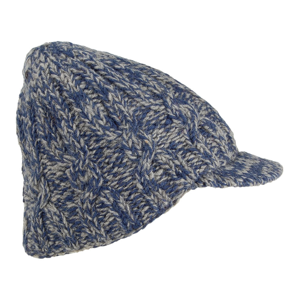 Bonnet à Visière à Torsades bleu KUSAN