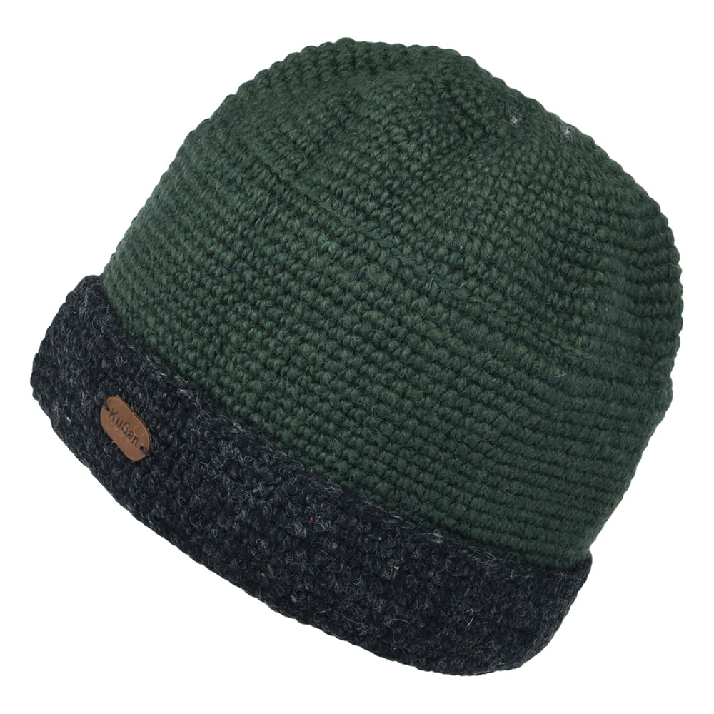 Bonnet en Crochet Turn Up vert KUSAN