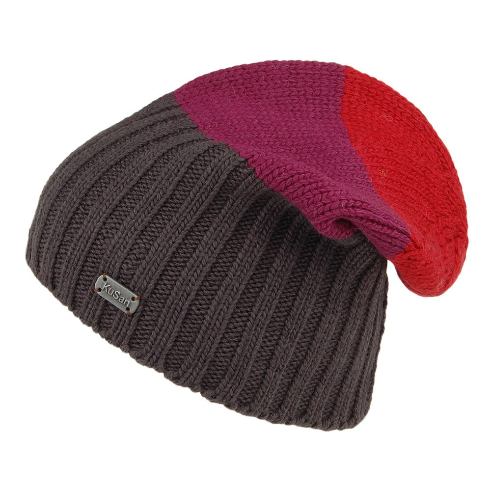 Bonnet Long en Laine Mérinos rouge-violet KUSAN