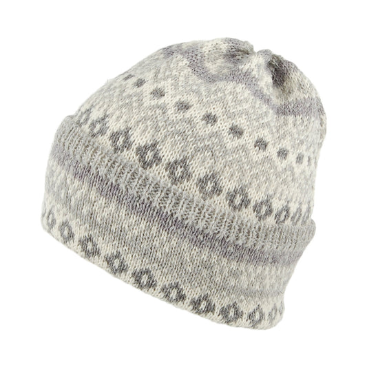 Bonnet en Laine à Revers Fair Isle gris clair HIGHLAND 2000
