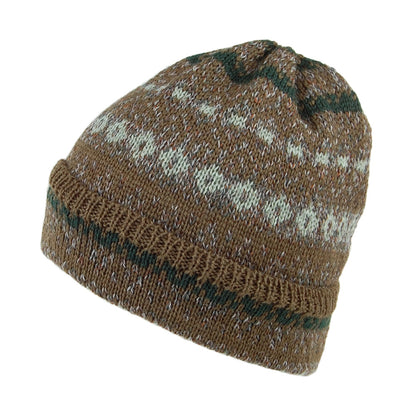Bonnet en Laine à Revers Fair Isle forêt mélangé HIGHLAND 2000