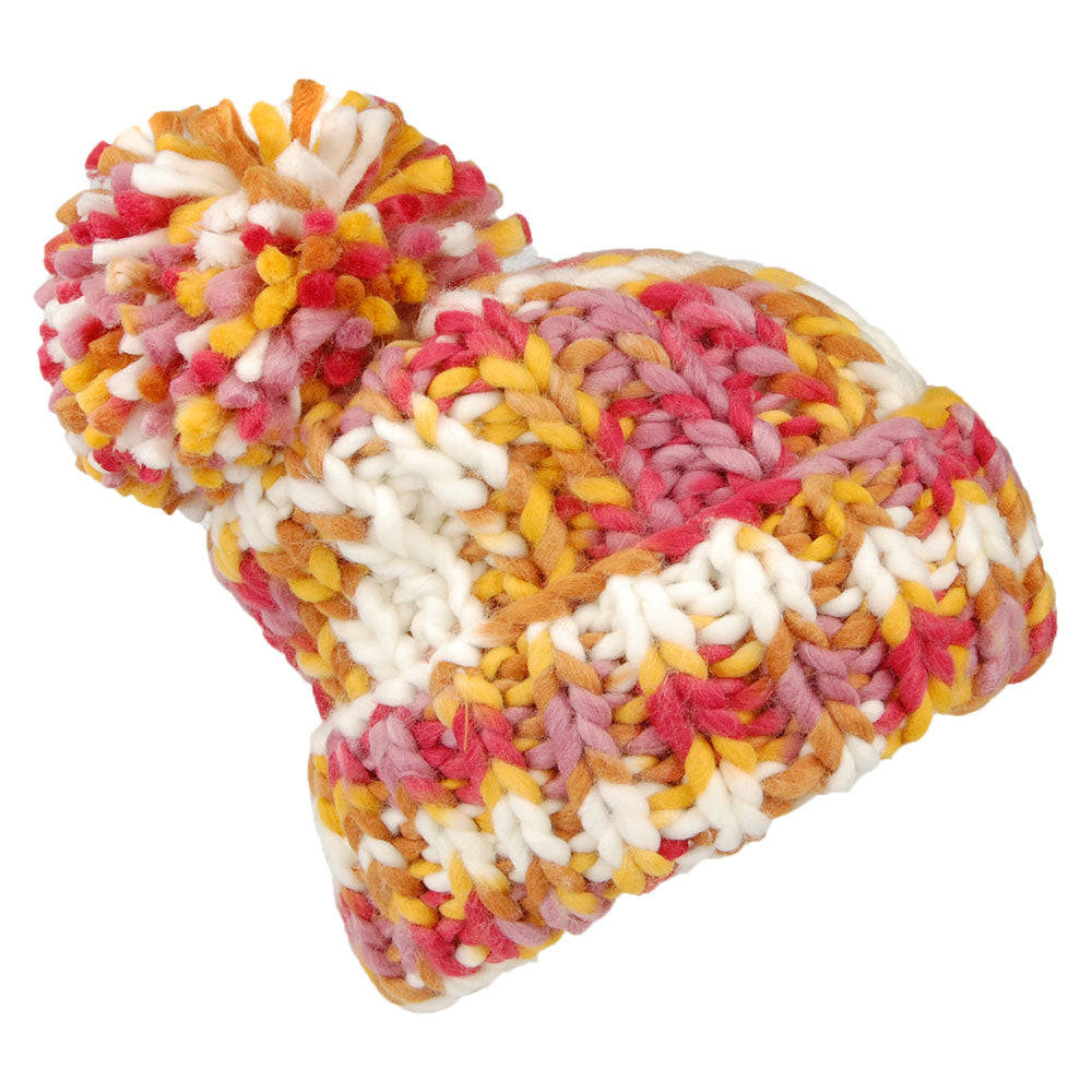 Bonnet à Pompon Long Emmaz jaune-rose BARTS