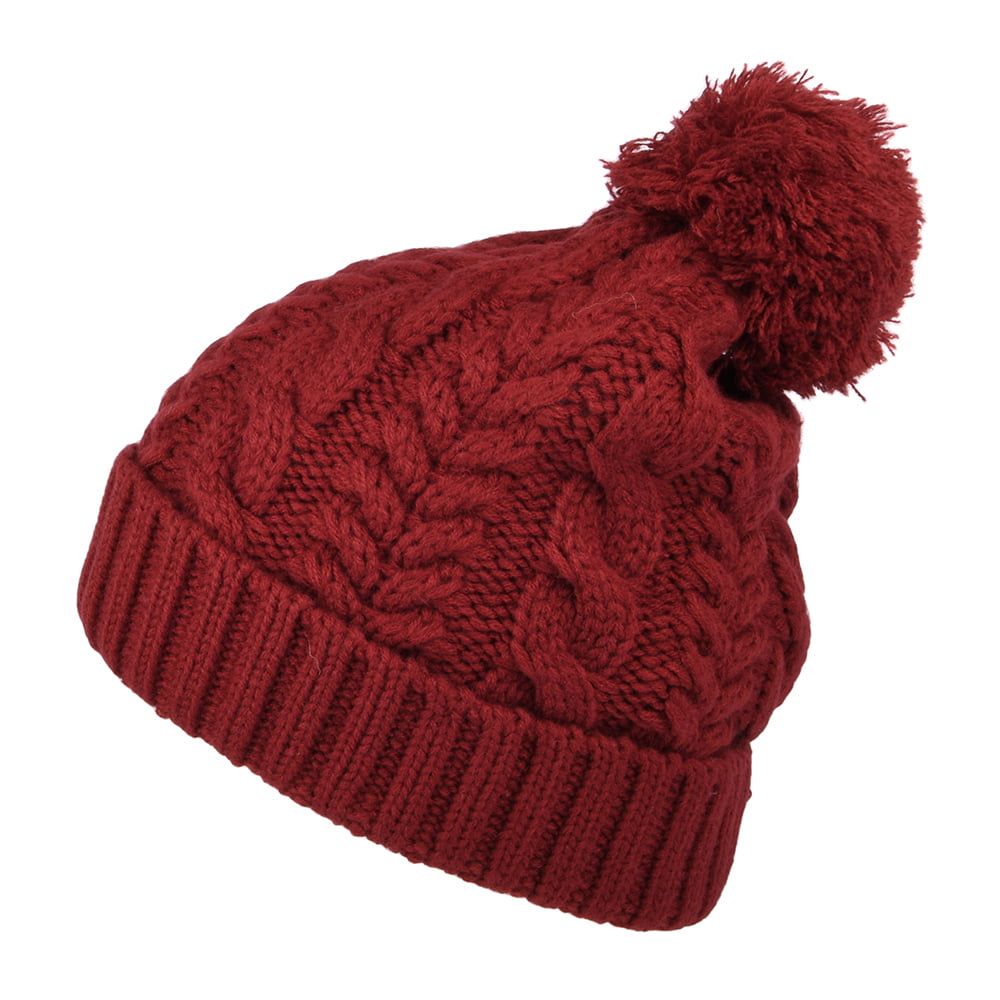 Bonnet à Pompon et Torsades Watch Cap rouge foncé TIMBERLAND