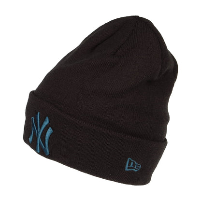 Bonnet Cuff Knit MLB League Essential New York Yankees noir-bleu sarcelle NEW ERA