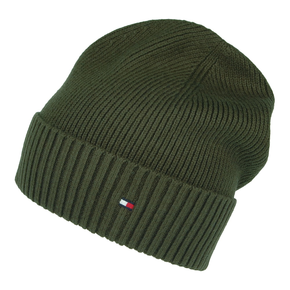Bonnet en Cotton et Cachemire Pima Essential Flag olive TOMMY HILFIGER