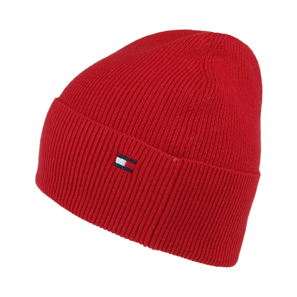 Bonnet en Cotton et Cachemire Essential Knit rouge TOMMY HILFIGER