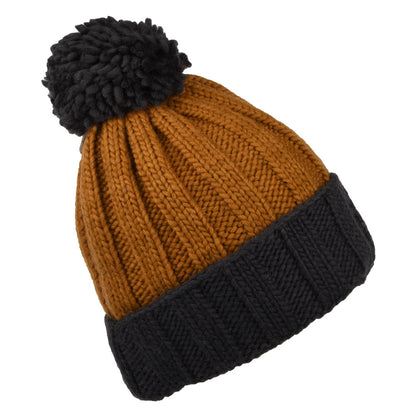 Bonnet à Pompon Côtelé Turn Up gris-beige sable KUSAN