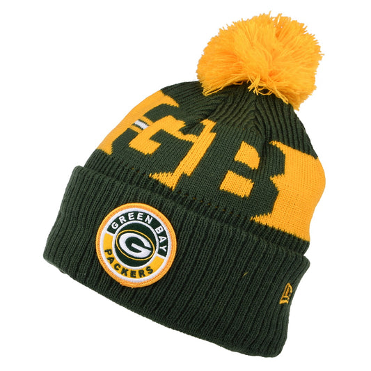 Bonnet à Pompon NFL On Field Sport Knit Green Bay Packers vert-jaune NEW ERA