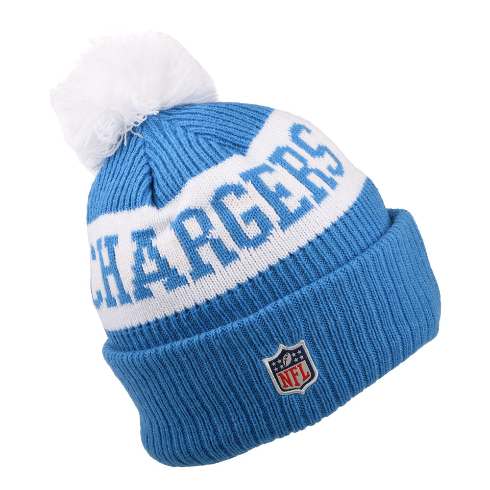 Bonnet à Pompon NFL On Field Sport Knit L.A. Chargers bleu clair-blanc NEW ERA