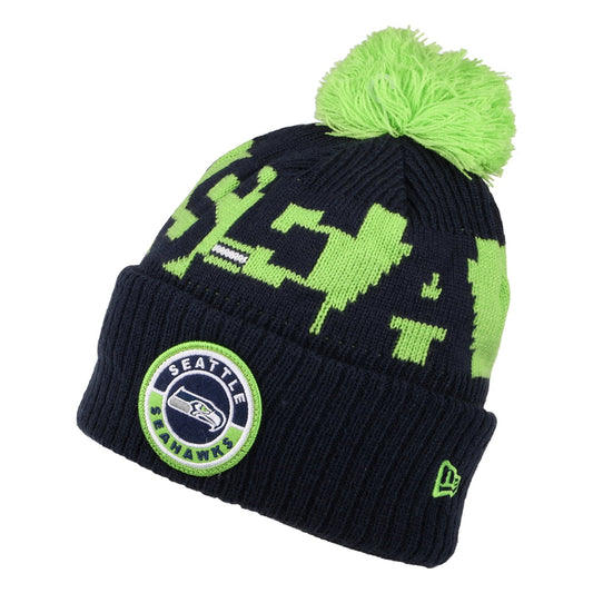 Bonnet à Pompon NFL On Field Sport Knit Seattle Seahawks bleu marine-vert NEW ERA