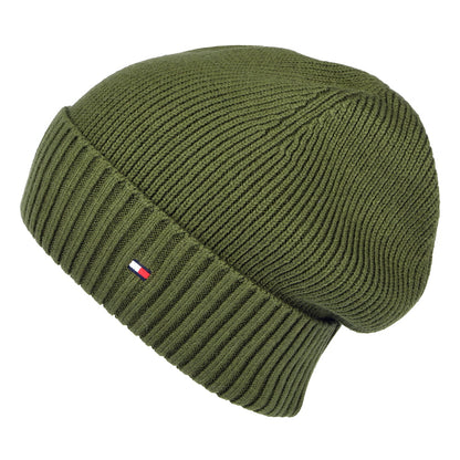 Bonnet en Cotton et Cachemire Pima Essential Flag vert militaire TOMMY HILFIGER