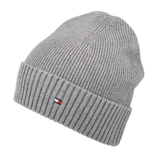 Bonnet en Cotton et Cachemire Pima Essential Flag gris chiné TOMMY HILFIGER