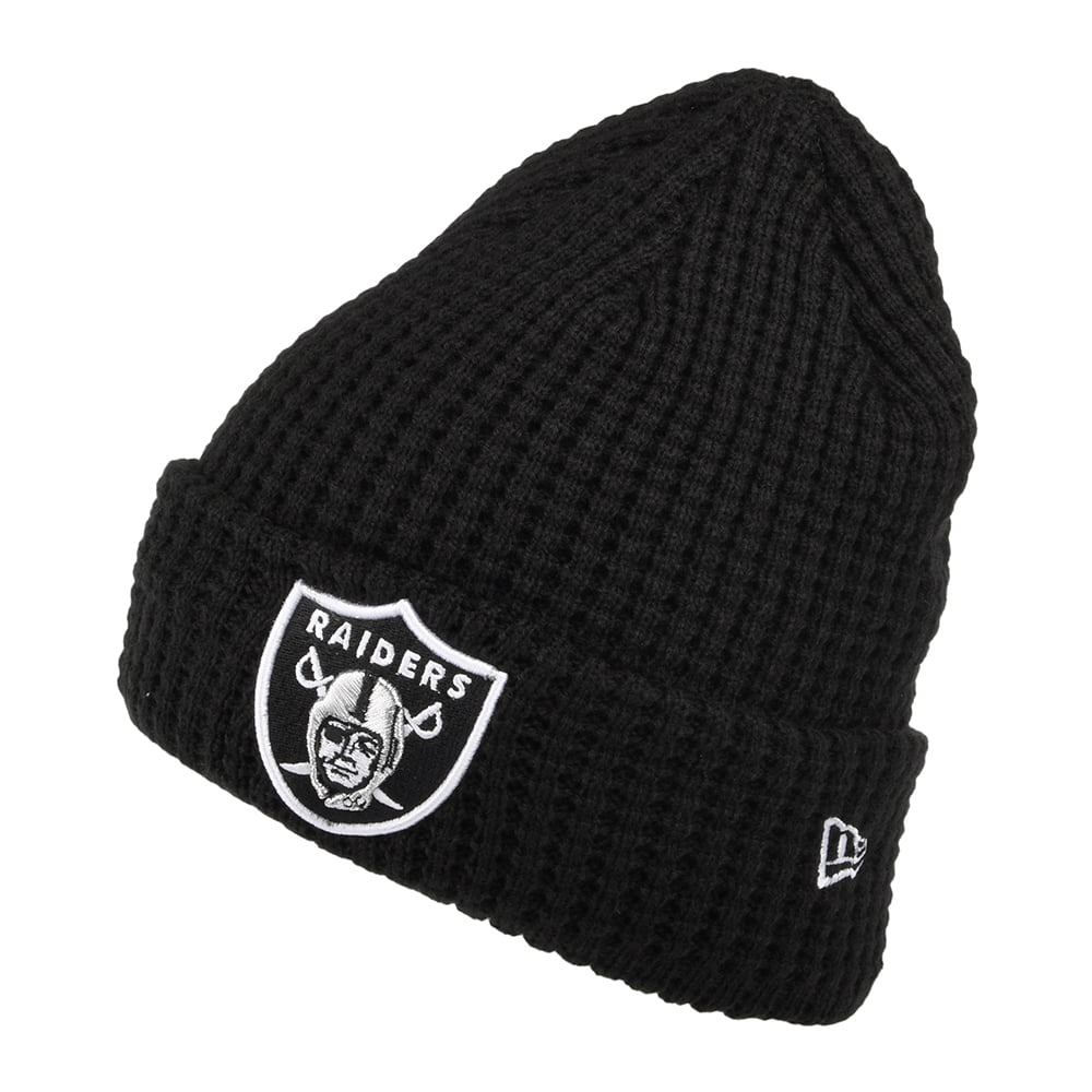 Bonnet en tricot à revers et pompon noir New Era Las Vegas Raiders 2025 pour homme Bonnet en tricot à revers et pompon noir New Era Las Vegas Raiders 2025 pour homme