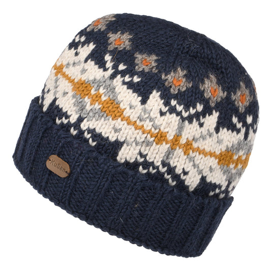 Bonnet à Revers Snowflake bleu marine-crème KUSAN