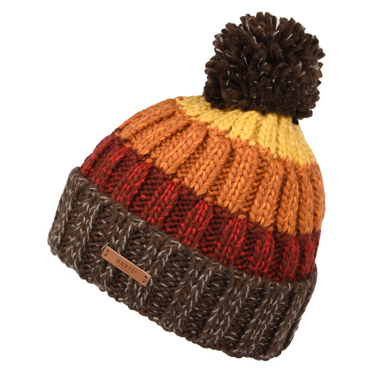 Bonnet à Pompon Wilhelm marron-rouge-jaune BARTS