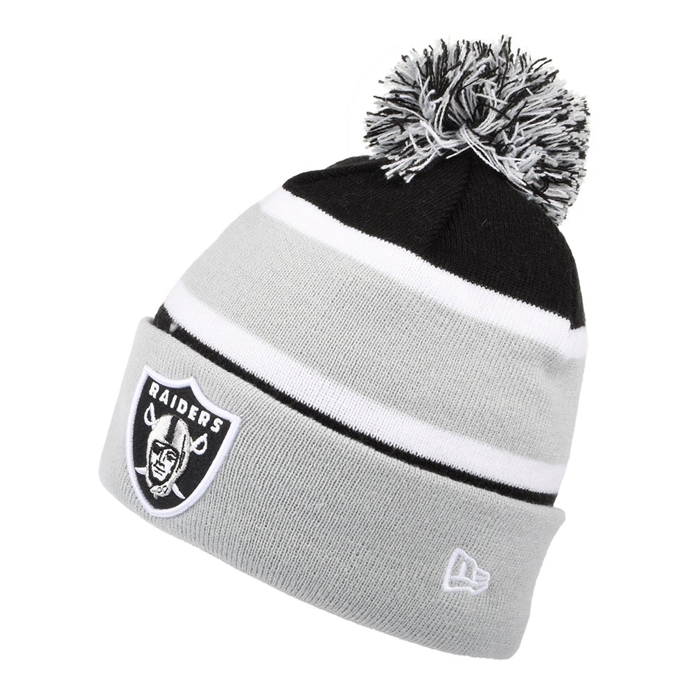 Bonnet à Pompon et Revers NFL Striped Las Vegas Raiders gris-noir NEW ERA