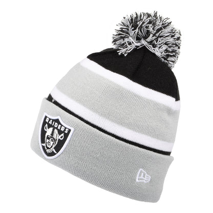 Bonnet à Pompon et Revers NFL Striped Las Vegas Raiders gris-noir NEW ERA