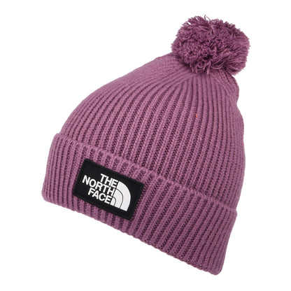 Bonnet à Pompon Logo Box violet THE NORTH FACE