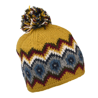 Bonnet à Pompon Court jaune-gris-multi KUSAN