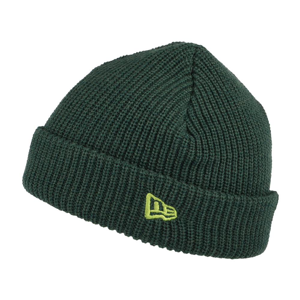 Bonnet Côtelé à Revers Court vert foncé NEW ERA