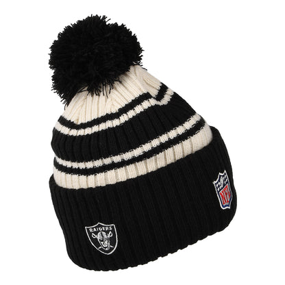 Bonnet à Pompon NFL Sideline Sport Knit Las Vegas Raiders noir-blanc NEW ERA
