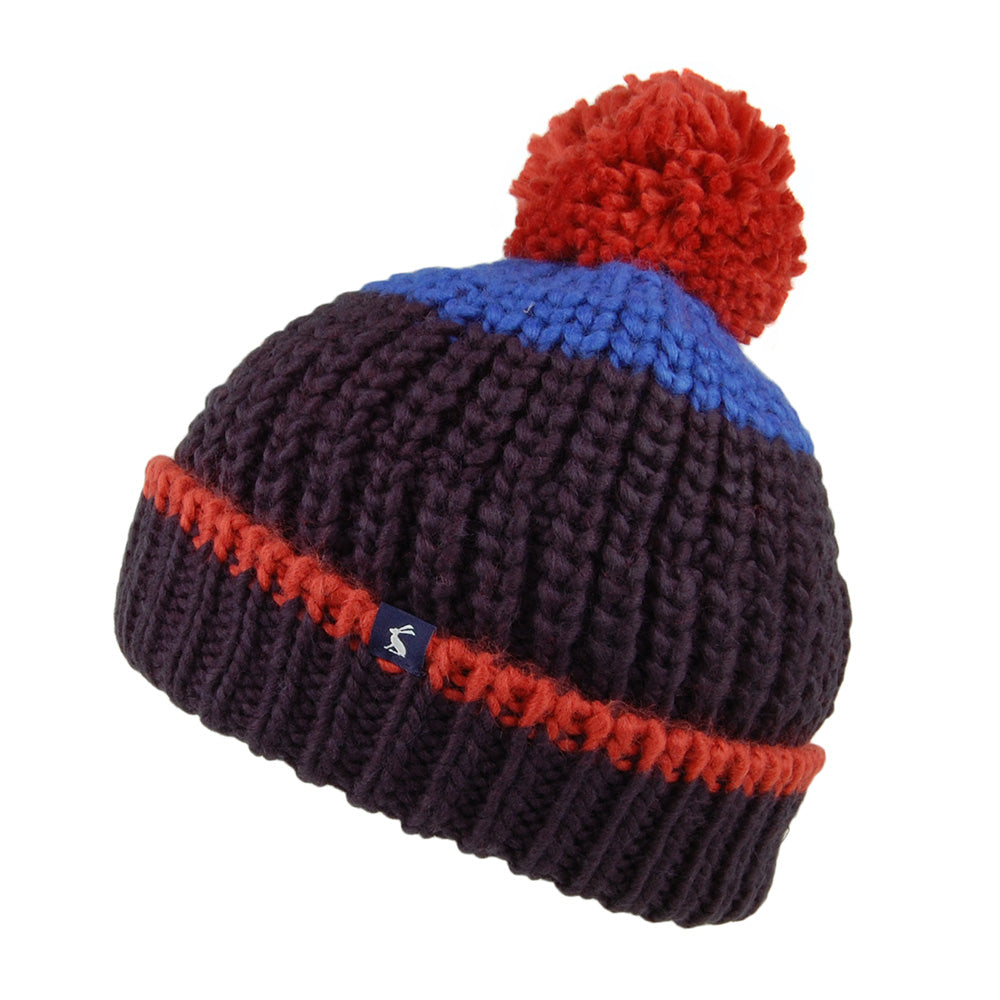 Bonnet à Pompon Enfant Grosse Maille bleu marine JOULES