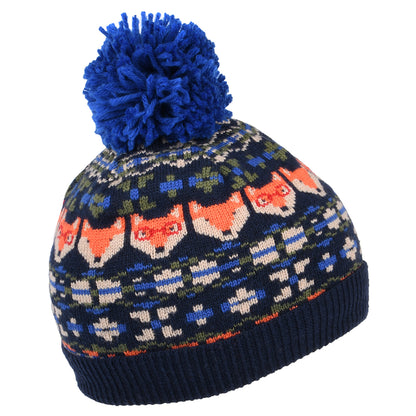 Bonnet à Pompon Enfant Fairisle Renard bleu marine JOULES