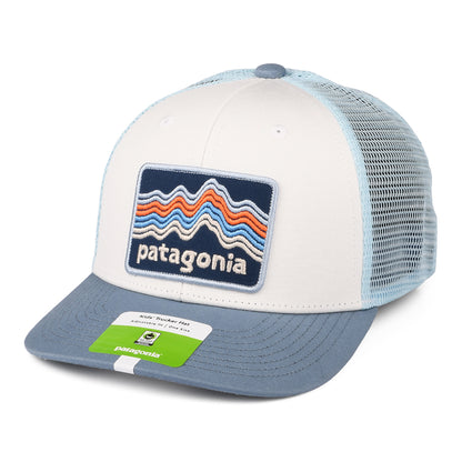 Casquette Trucker Enfant en Coton Bio Ridge Rise Stripe blanc-bleu fumée PATAGONIA