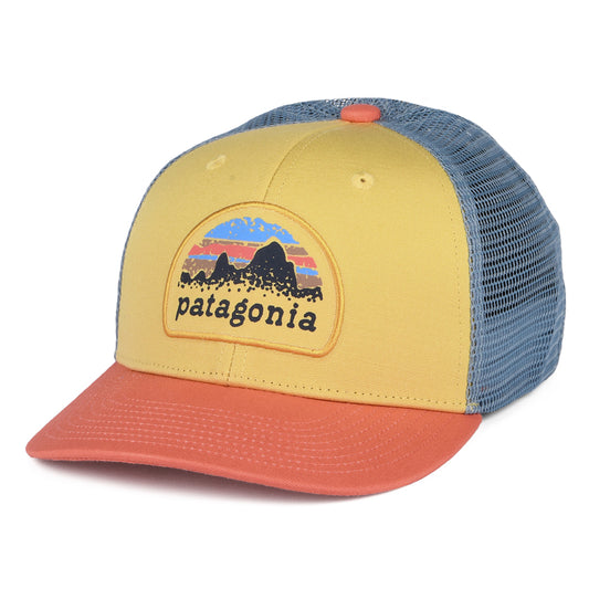 Casquette Trucker Enfant en Coton Bio Skyline Stencil moutard-corail-bleu PATAGONIA