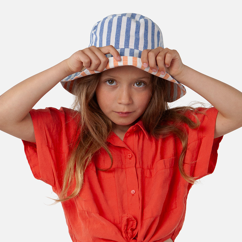 Chapeau Bob Enfant en Coton Mowana bleu-blanc BARTS