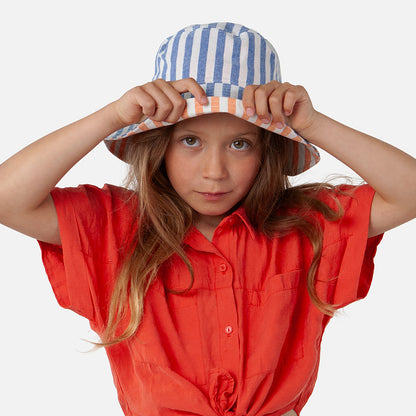 Chapeau Bob Enfant en Coton Mowana bleu-blanc BARTS