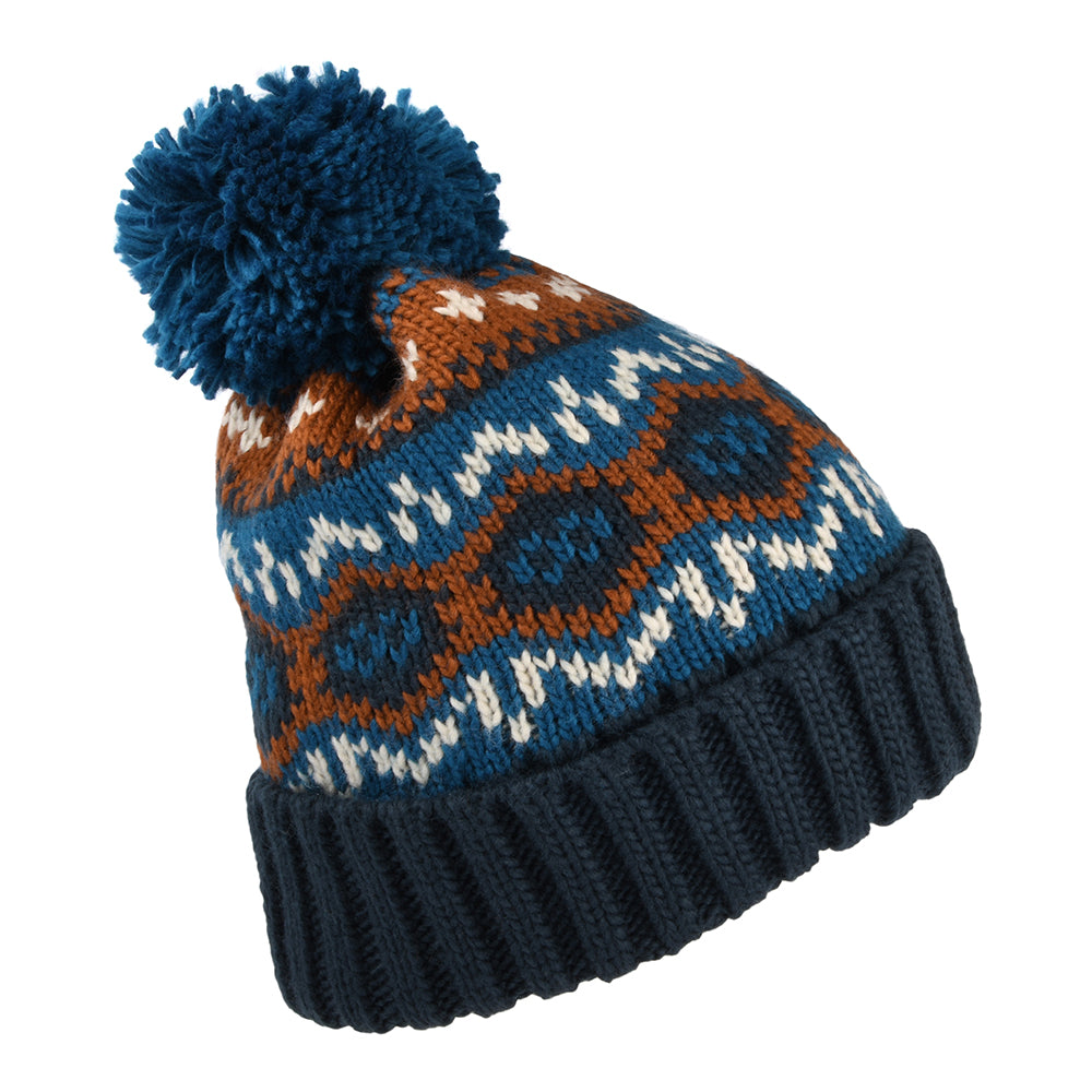 Bonnet à Pompon Fair Isle bleu pétrole FAILSWORTH