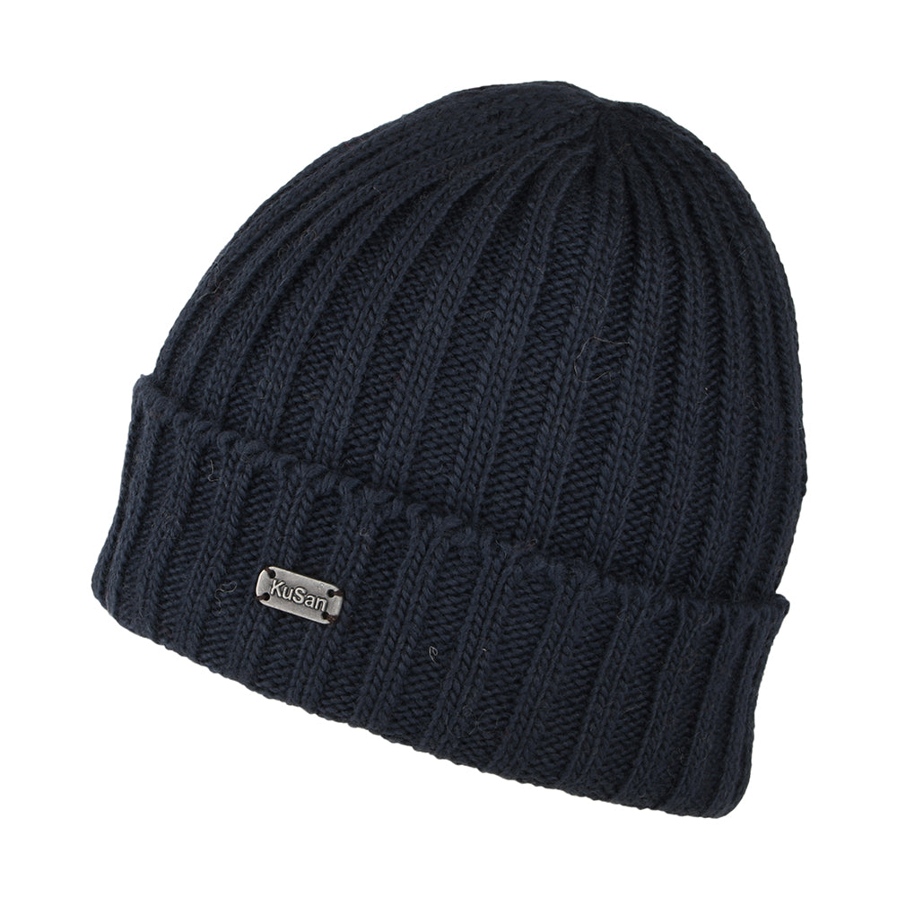 Bonnet Côtelé à Revers bleu marine KUSAN