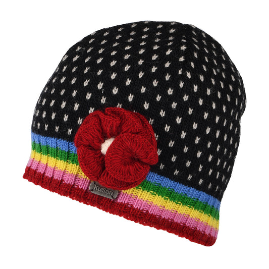 Bonnet Jauge Fine à Fleur Brooklyn noir-multi KUSAN