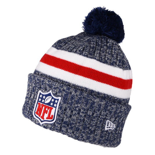 Bonnet à Pompon NFL Sideline Sport Knit NFL Official Logo bleu-rouge-blanc NEW ERA