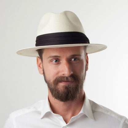 Chapeau Fedora Safari en Paille Toyo avec Bandeau noir JAXON & JAMES - VENTE EN GROS