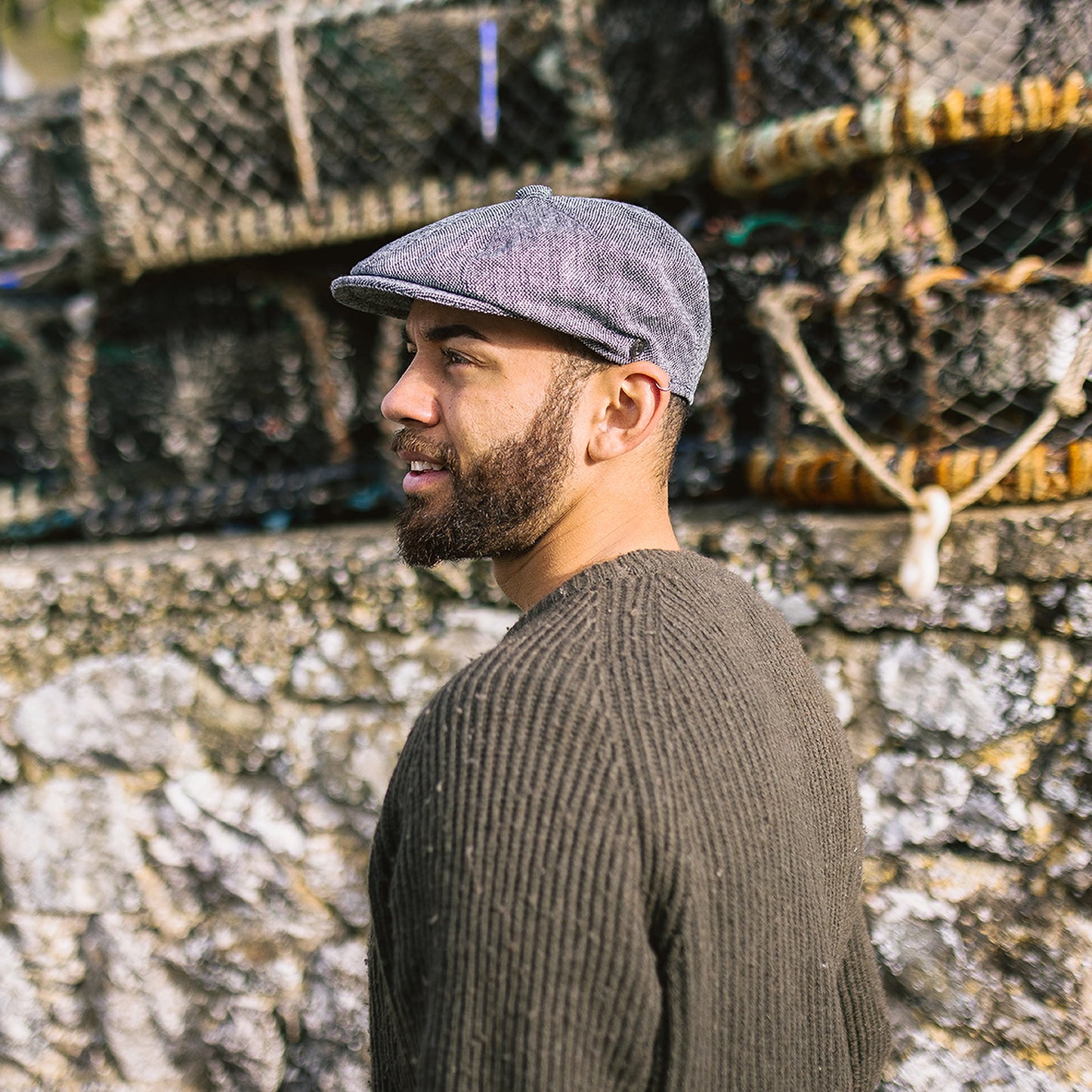 Casquette Gavroche Marl Tweed noir JAXON & JAMES - VENTE EN GROS