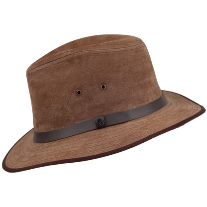 Chapeau Fedora Safari en Cuir Nubuck marron JAXON & JAMES - VENTE EN GROS