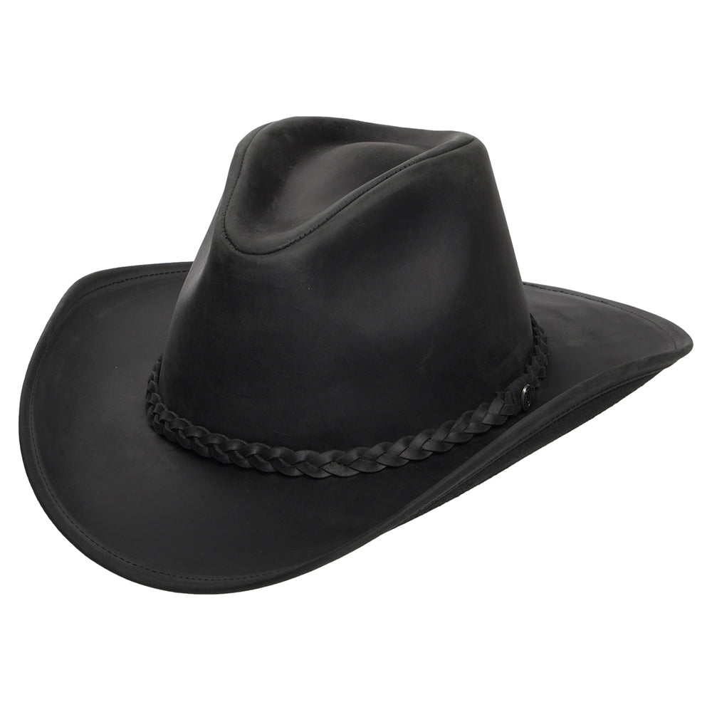 Chapeau de Cowboy en Cuir de Buffle noir JAXON & JAMES - VENTE EN GROS